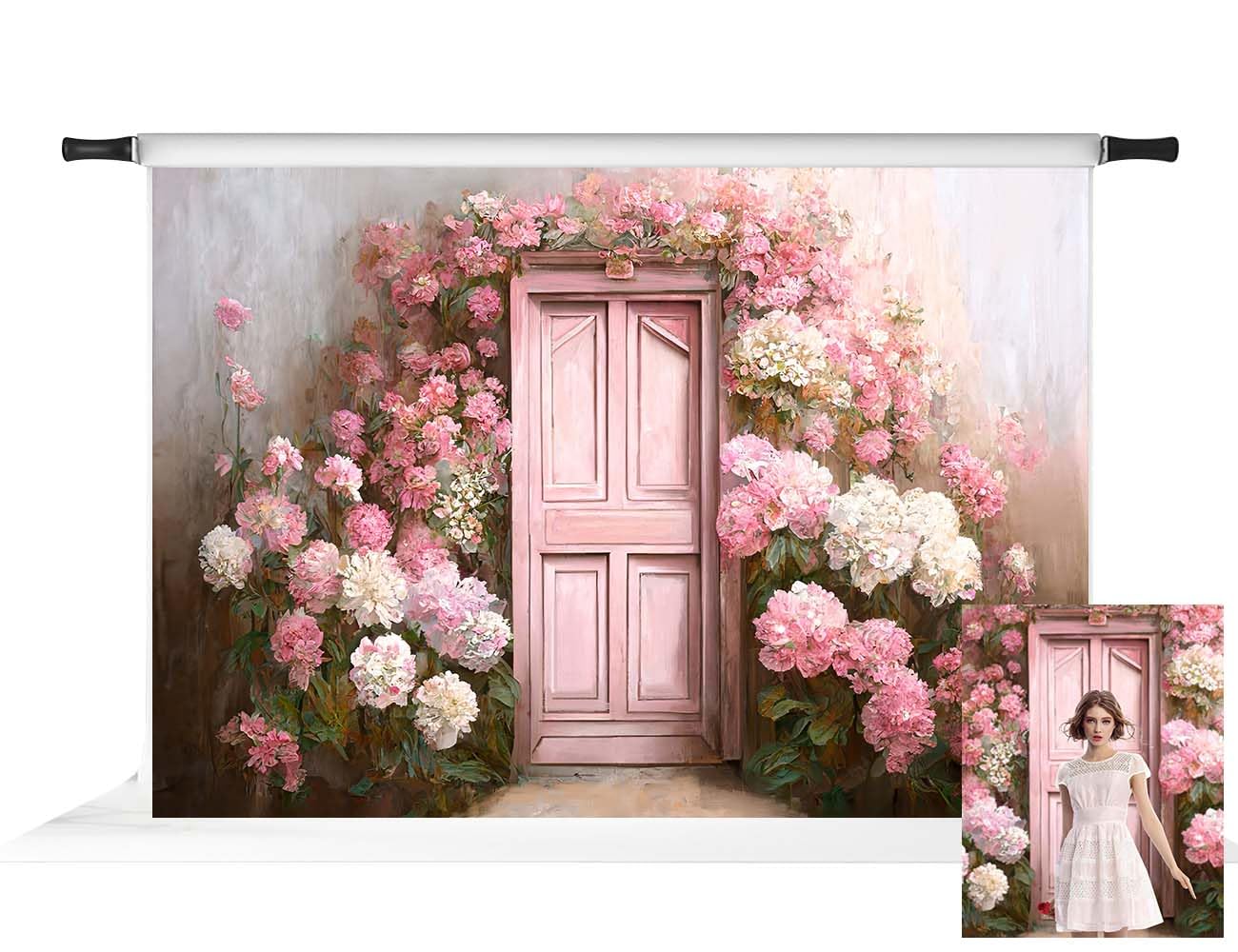 フォトブース フラワーピンク Amazon.com : Kate 7x5ft Pink Door Backdrop for Photography Floral